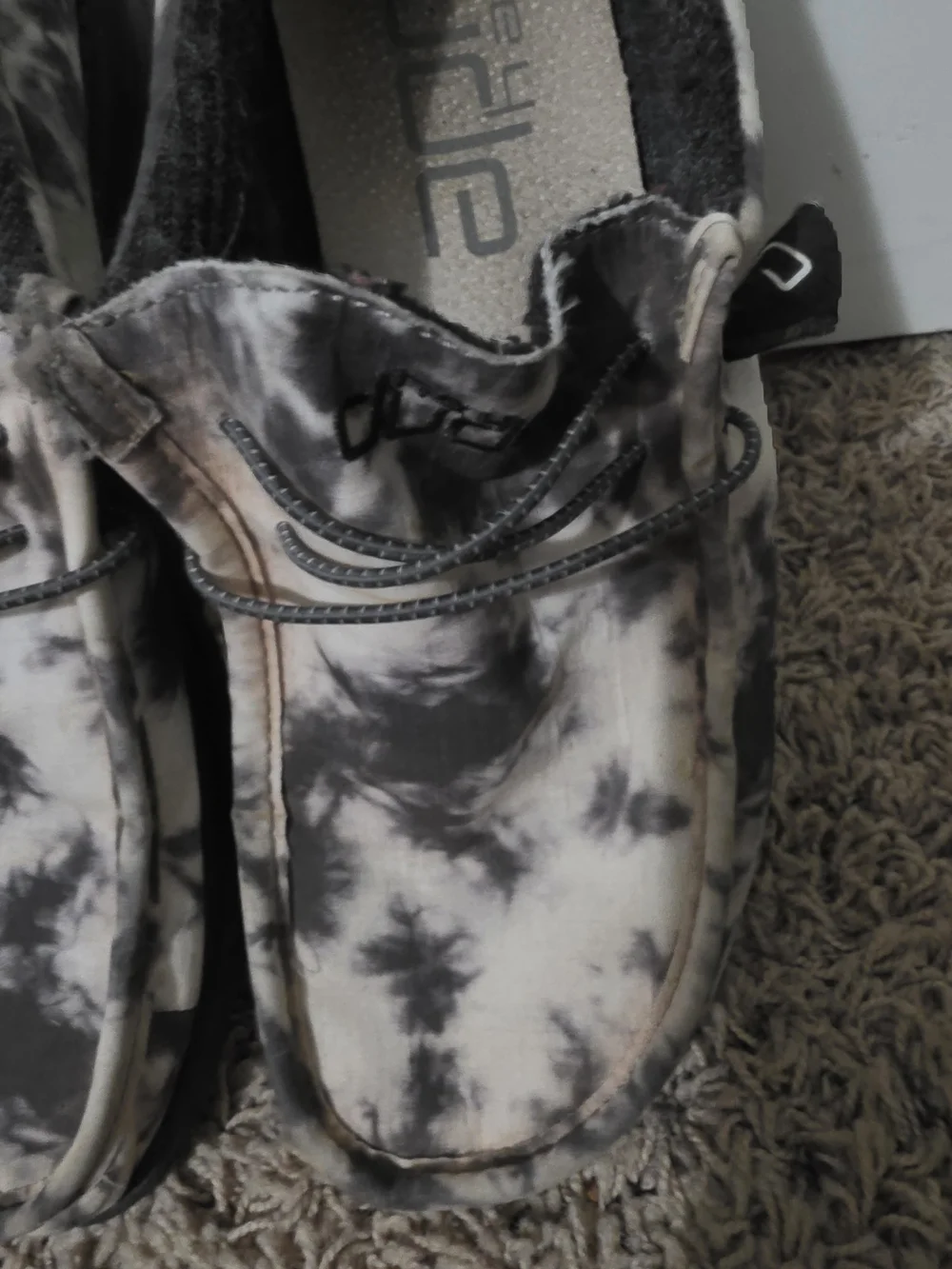 Hey Dude Mens Tie-Dye Slip-Ons in Black and White